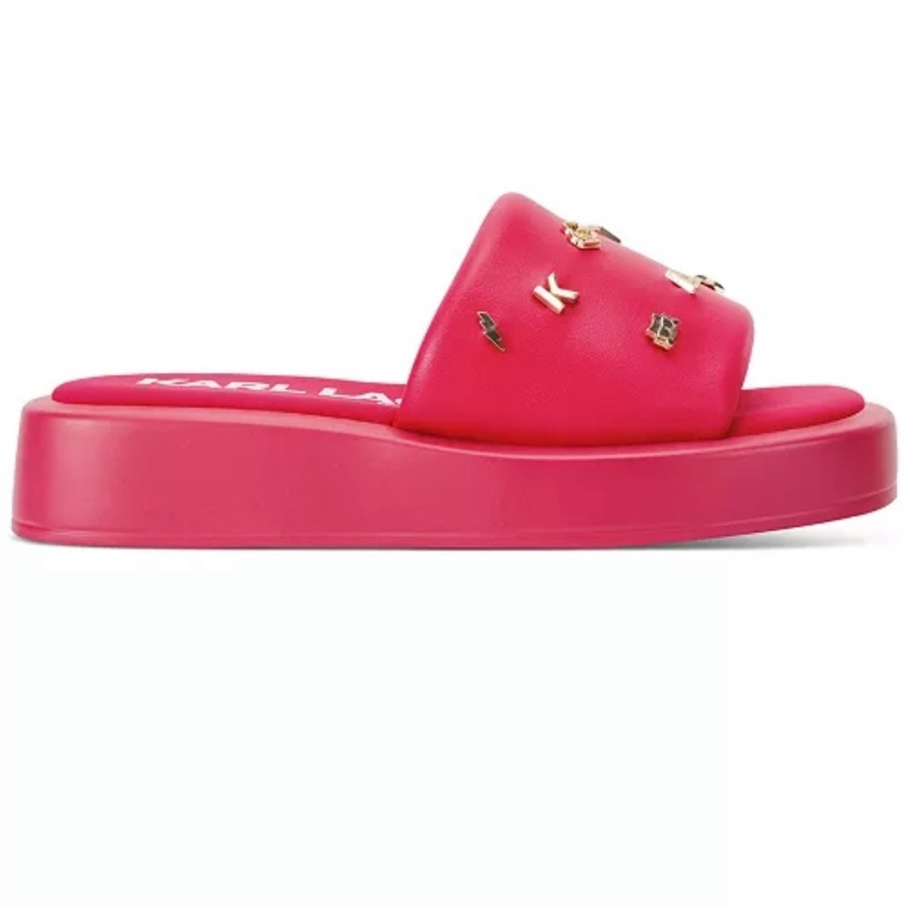 Karl Lagerfeld Fuchsia Slides With Gold Details - image 2